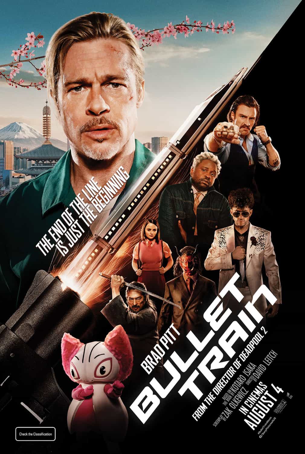 New poster released for Bullet Train starring Brad Pitt - movie UK release date 29th July 2022 #bullettrain