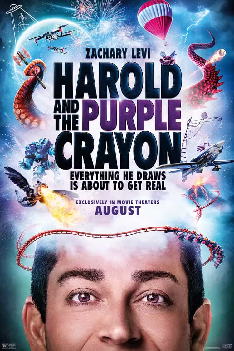 New poster has been released for Harold and the Purple Crayon which stars Zachary Levi and Zooey Deschanel - movie UK release date 2nd August 2024 #haroldandthepurplecrayon