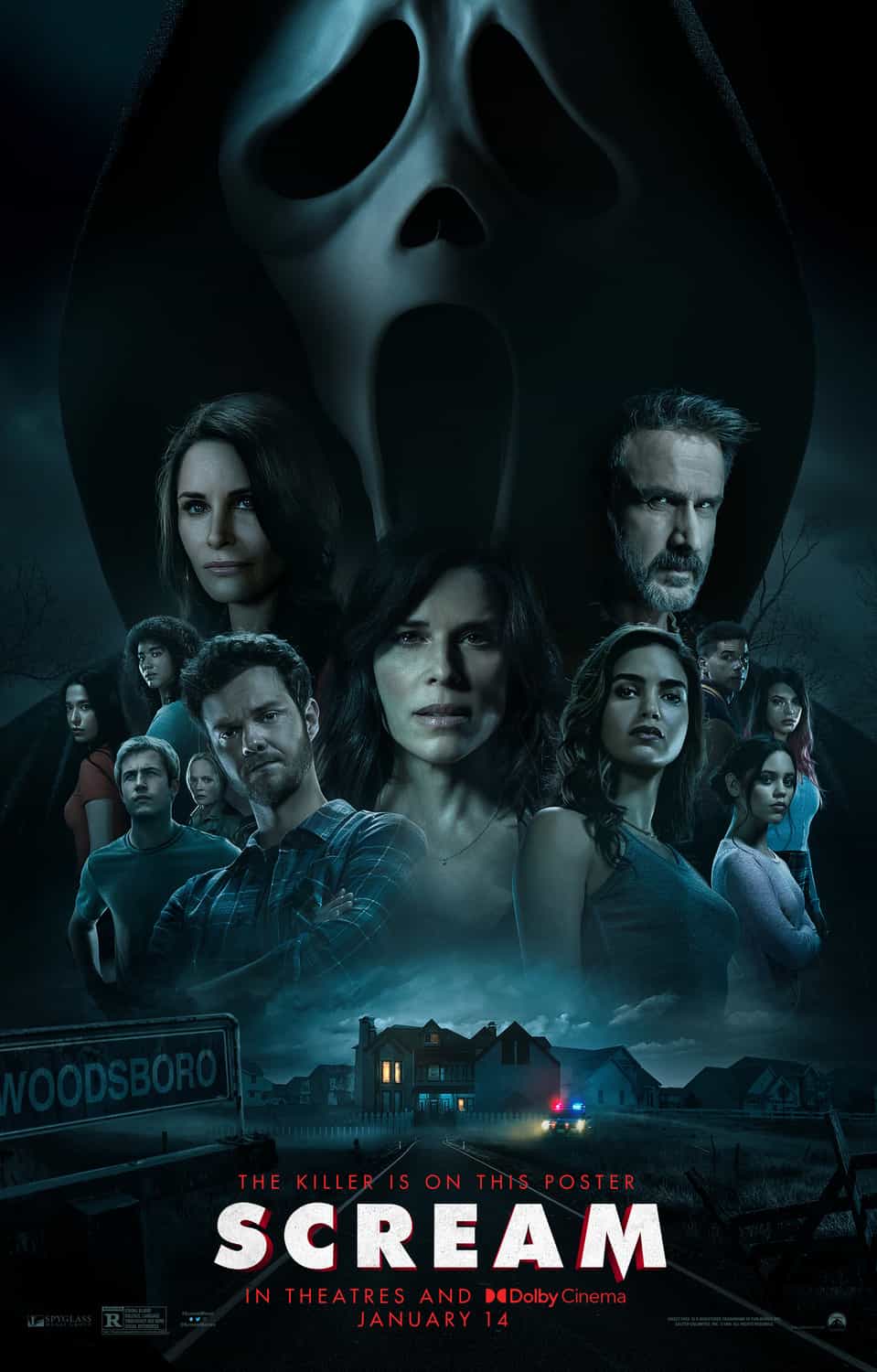 New poster released for Scream which stars Neve Campbell - the movie is released 14th January 2022 #scream